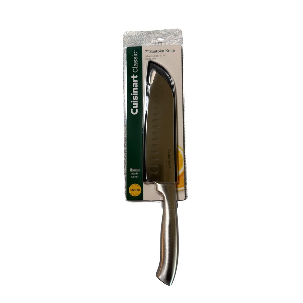NWT Cuisinart Classic 7" Stainless Steel Santoku Knife Blade Guard High